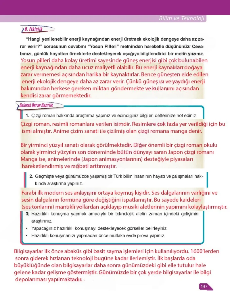 6. Sınıf Türkçe Ders Kitabı Cevapları Ata Yayınları Sayfa 197 Çözüm Görseli