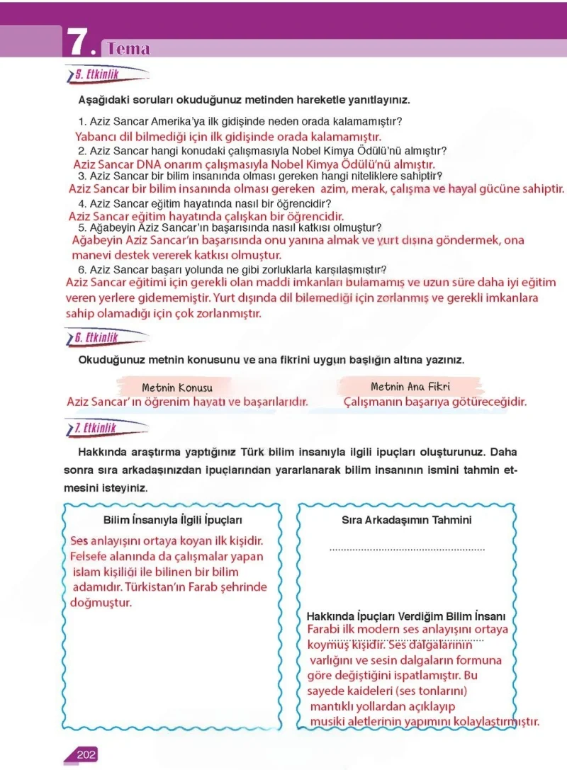 6. Sınıf Türkçe Ders Kitabı Cevapları Ata Yayınları Sayfa 202 Çözüm Görseli