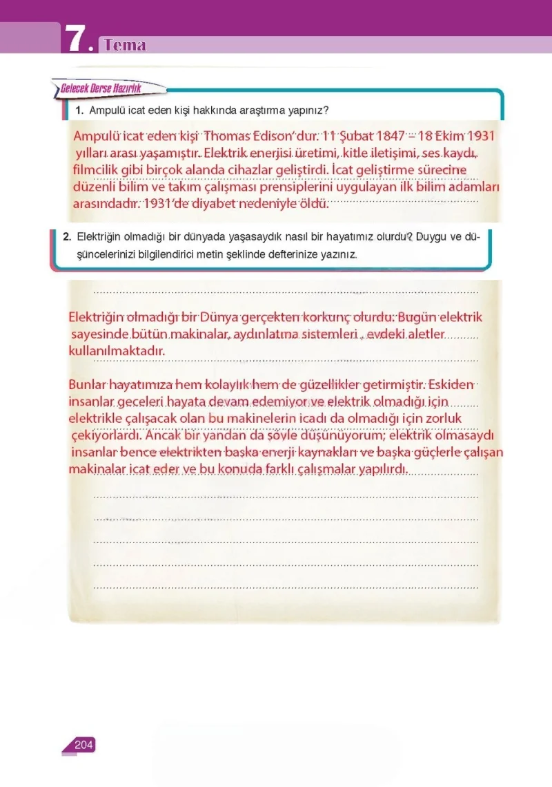 6. Sınıf Türkçe Ders Kitabı Cevapları Ata Yayınları Sayfa 204 Çözüm Görseli