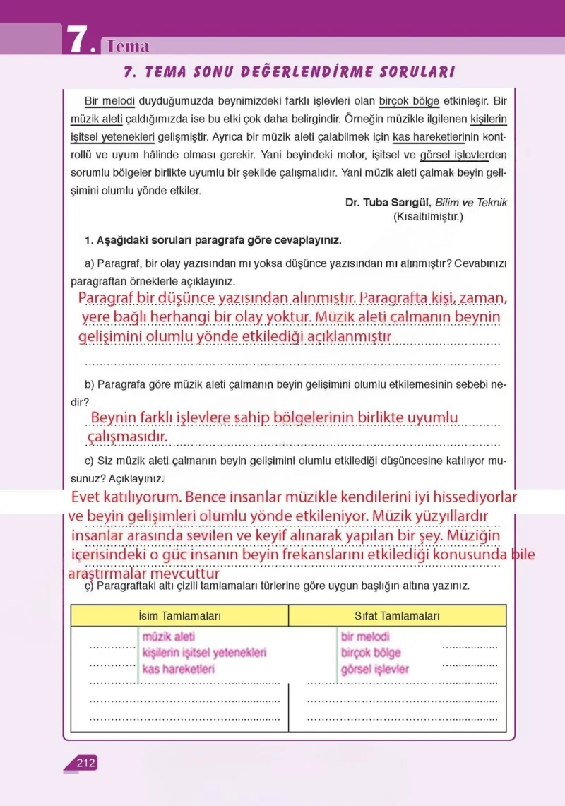 6. Sınıf Türkçe Ders Kitabı Cevapları Ata Yayınları Sayfa 212 Çözüm Görseli