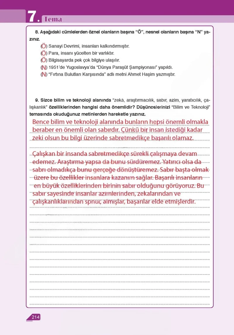 6. Sınıf Türkçe Ders Kitabı Cevapları Ata Yayınları Sayfa 214 Çözüm Görseli