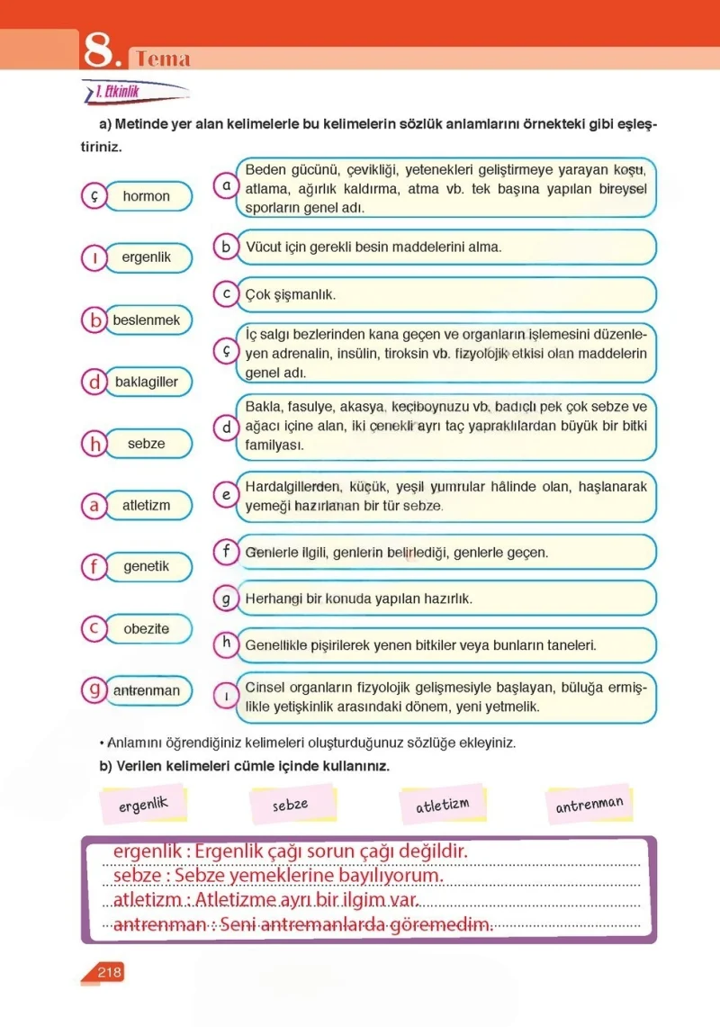 6. Sınıf Türkçe Ders Kitabı Cevapları Ata Yayınları Sayfa 218 Çözüm Görseli