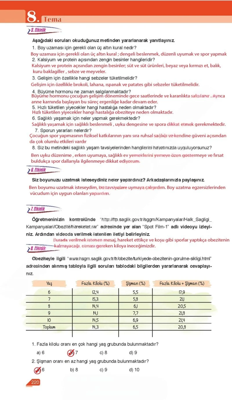 6. Sınıf Türkçe Ders Kitabı Cevapları Ata Yayınları Sayfa 220 Çözüm Görseli