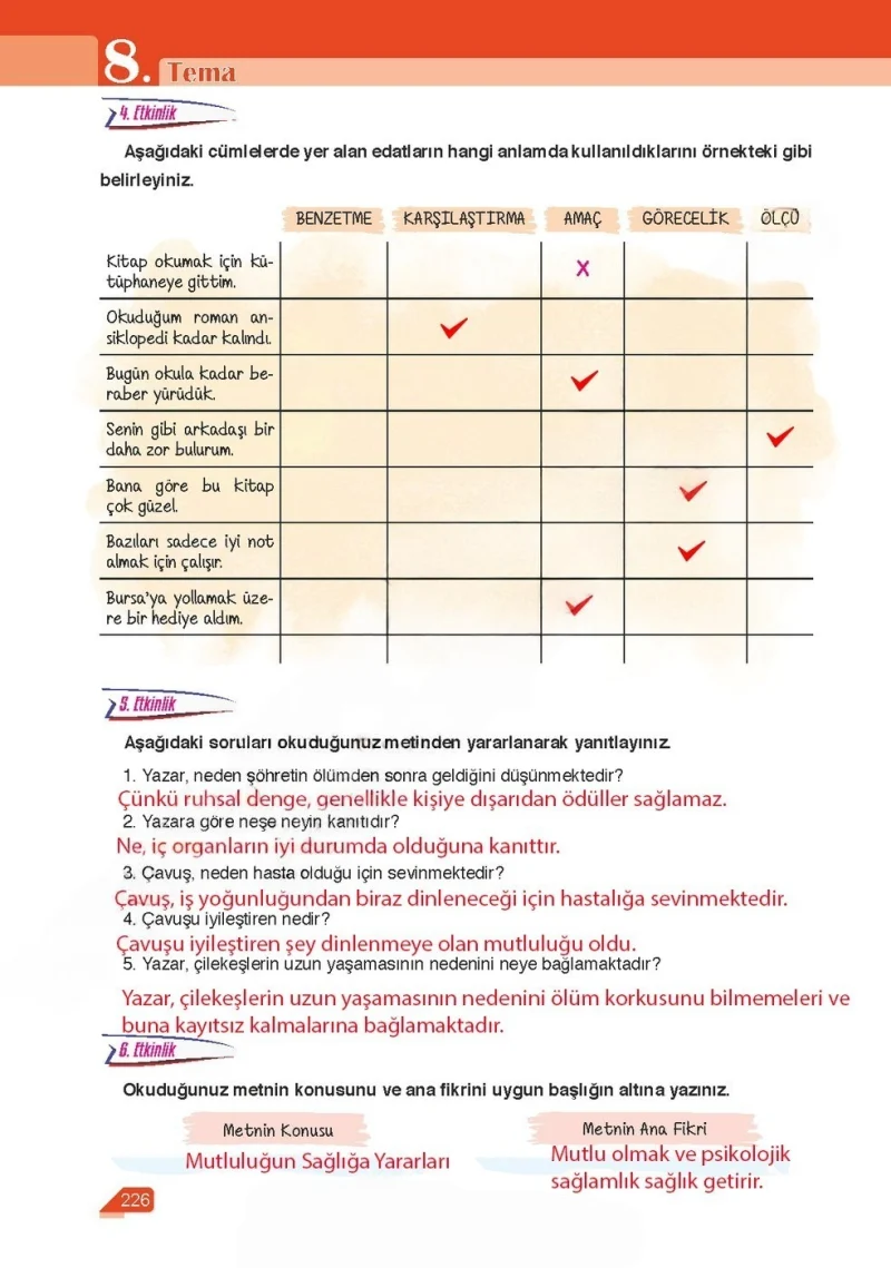 6. Sınıf Türkçe Ders Kitabı Cevapları Ata Yayınları Sayfa 226 Çözüm Görseli