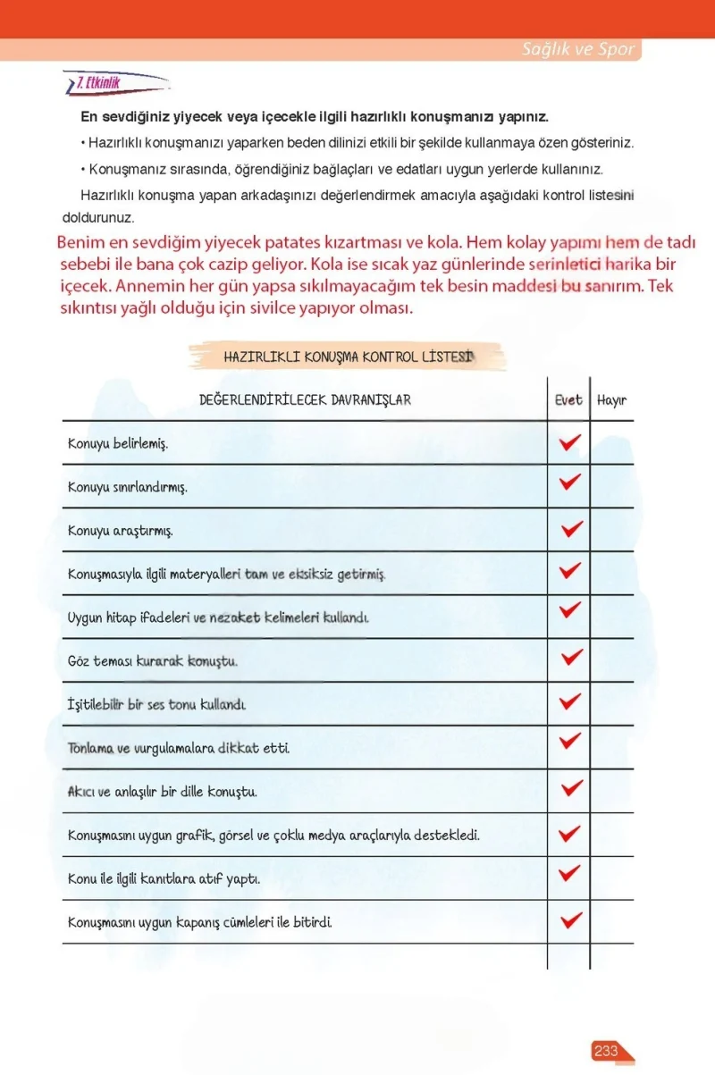 6. Sınıf Türkçe Ders Kitabı Cevapları Ata Yayınları Sayfa 233 Çözüm Görseli
