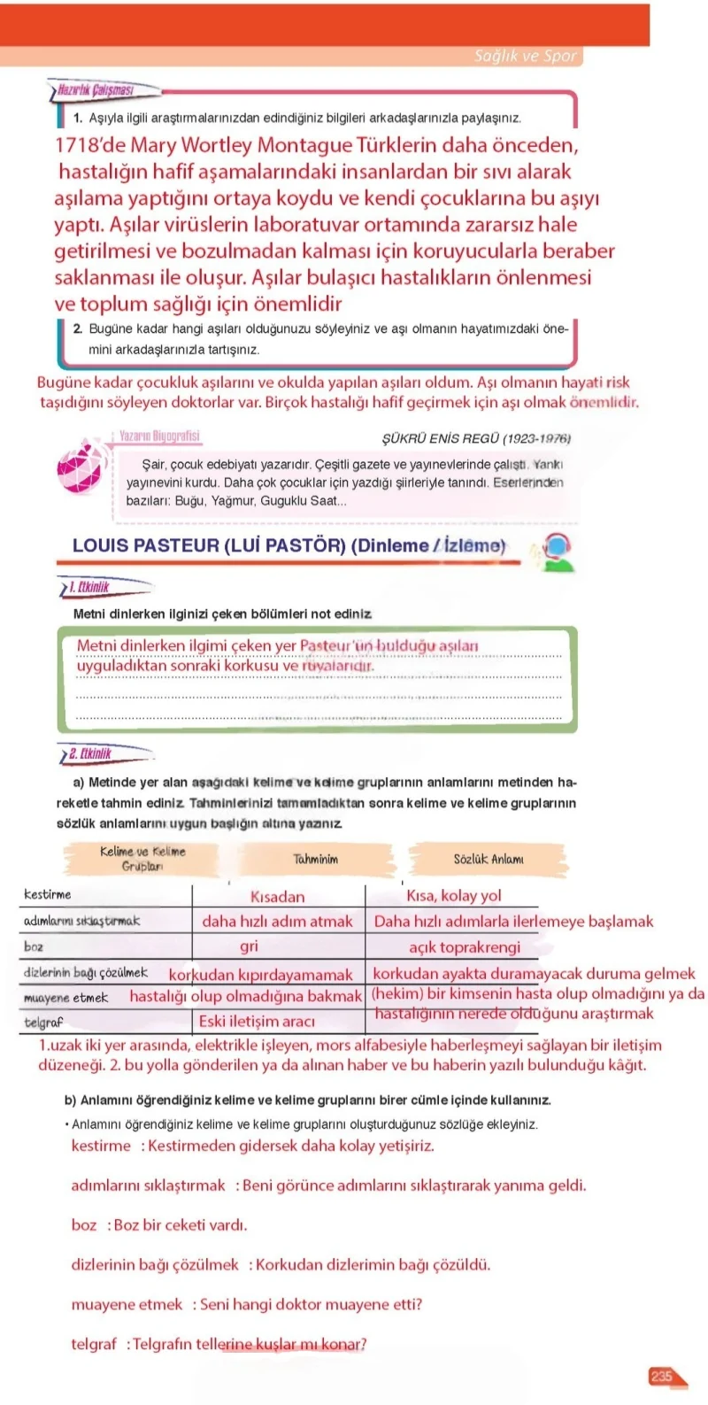 6. Sınıf Türkçe Ders Kitabı Cevapları Ata Yayınları Sayfa 235 Çözüm Görseli