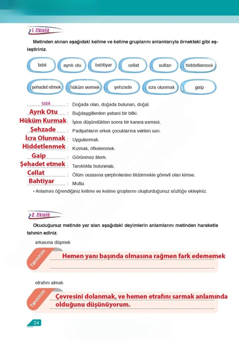 6. Sınıf Türkçe Ders Kitabı Cevapları Ata Yayınları Sayfa 24 Çözüm Görseli