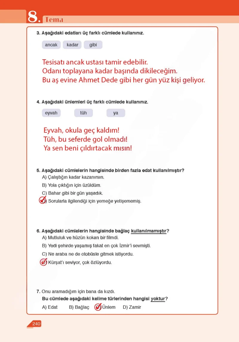 6. Sınıf Türkçe Ders Kitabı Cevapları Ata Yayınları Sayfa 240 Çözüm Görseli