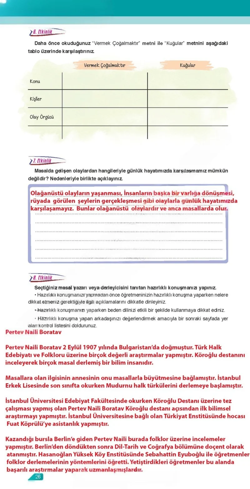 6. Sınıf Türkçe Ders Kitabı Cevapları Ata Yayınları Sayfa 26 Çözüm Görseli