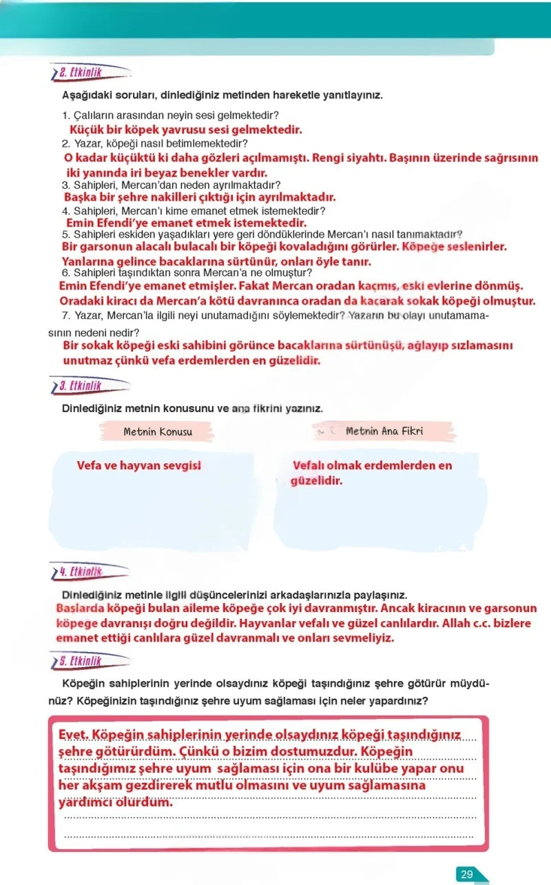 6. Sınıf Türkçe Ders Kitabı Cevapları Ata Yayınları Sayfa 29 Çözüm Görseli