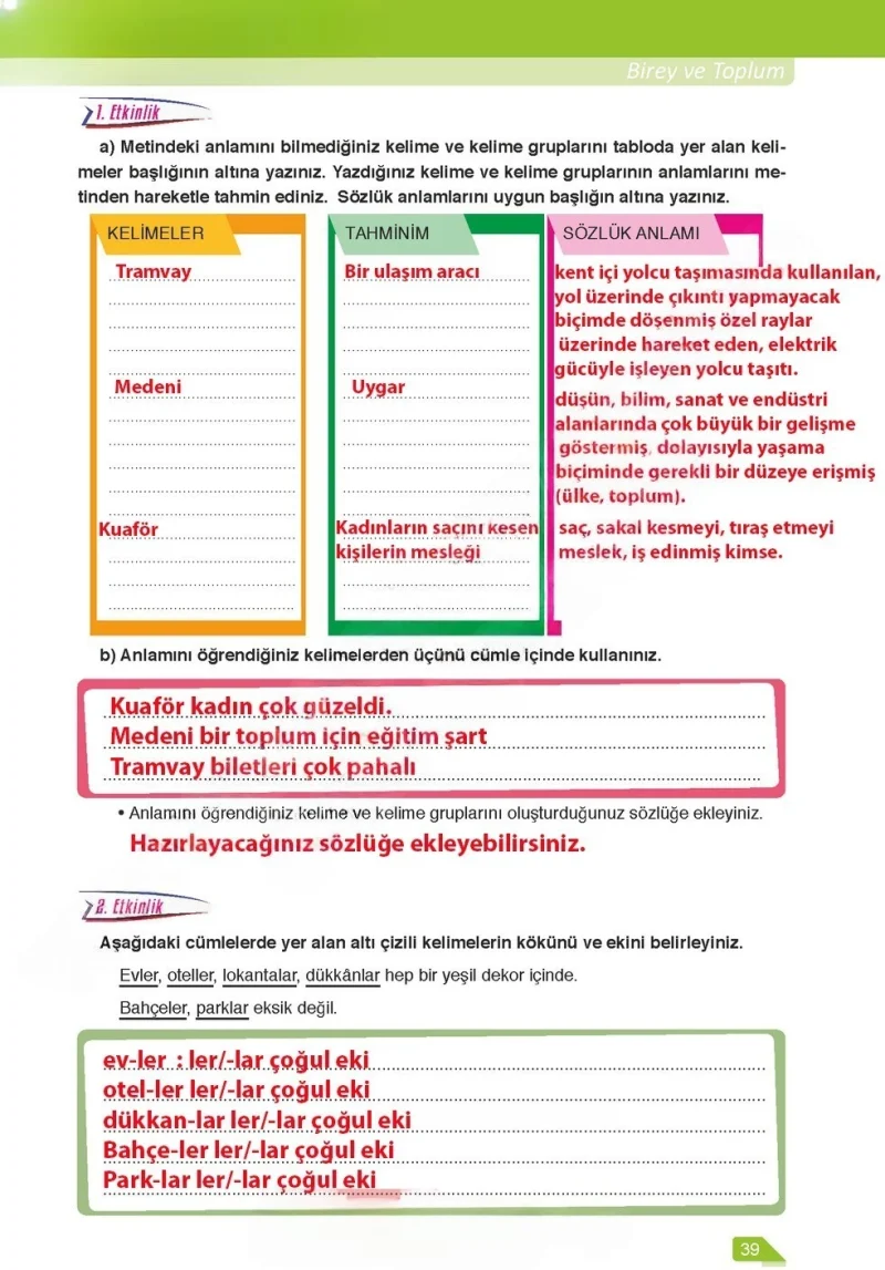 6. Sınıf Türkçe Ders Kitabı Cevapları Ata Yayınları Sayfa 39 Çözüm Görseli