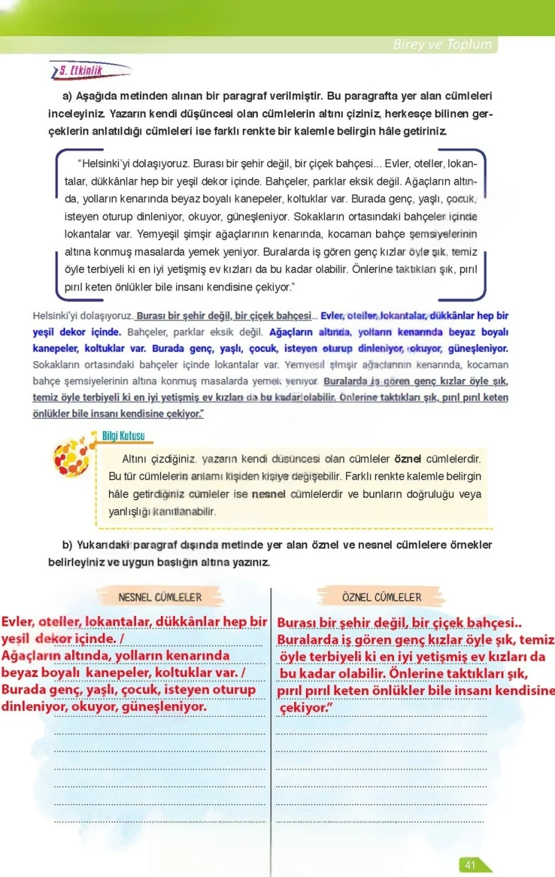 6. Sınıf Türkçe Ders Kitabı Cevapları Ata Yayınları Sayfa 41 Çözüm Görseli