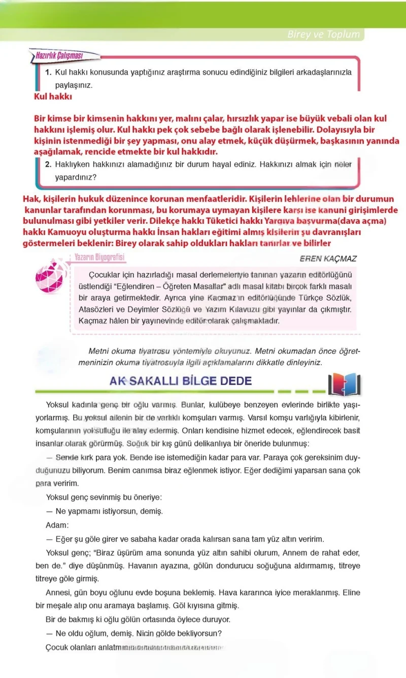 6. Sınıf Türkçe Ders Kitabı Cevapları Ata Yayınları Sayfa 45 Çözüm Görseli