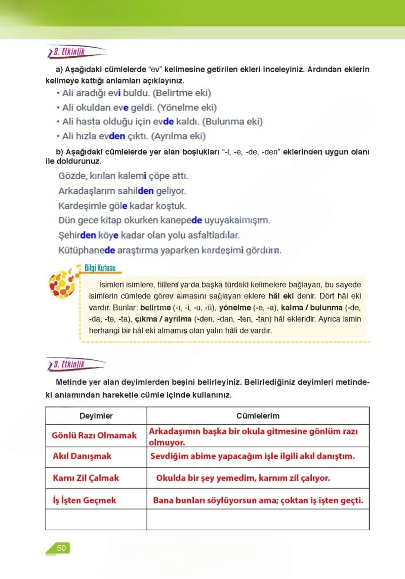 6. Sınıf Türkçe Ders Kitabı Cevapları Ata Yayınları Sayfa 50 Çözüm Görseli
