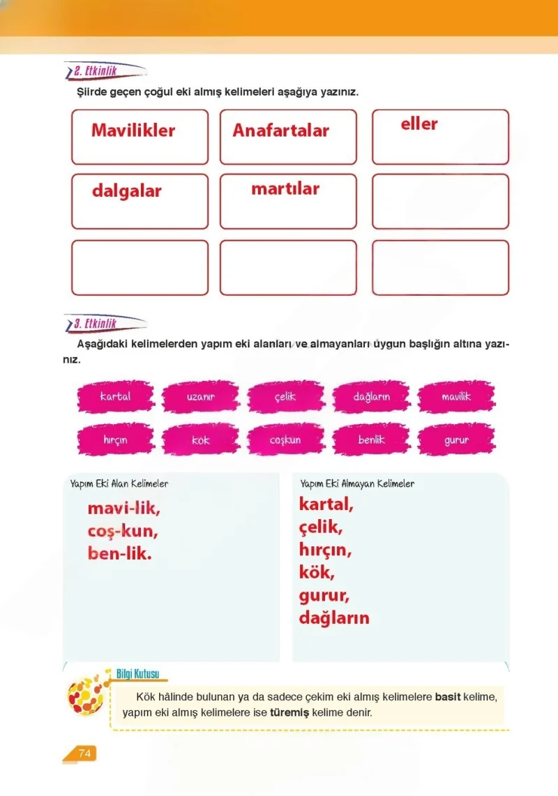 6. Sınıf Türkçe Ders Kitabı Cevapları Ata Yayınları Sayfa 74 Çözüm Görseli