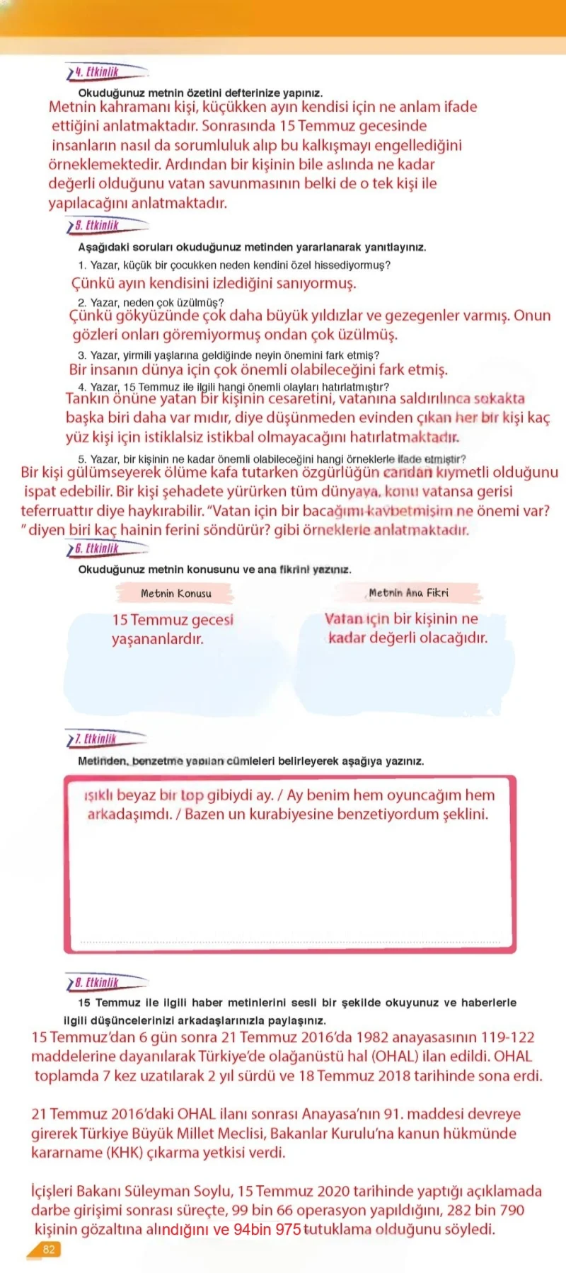 6. Sınıf Türkçe Ders Kitabı Cevapları Ata Yayınları Sayfa 82 Çözüm Görseli