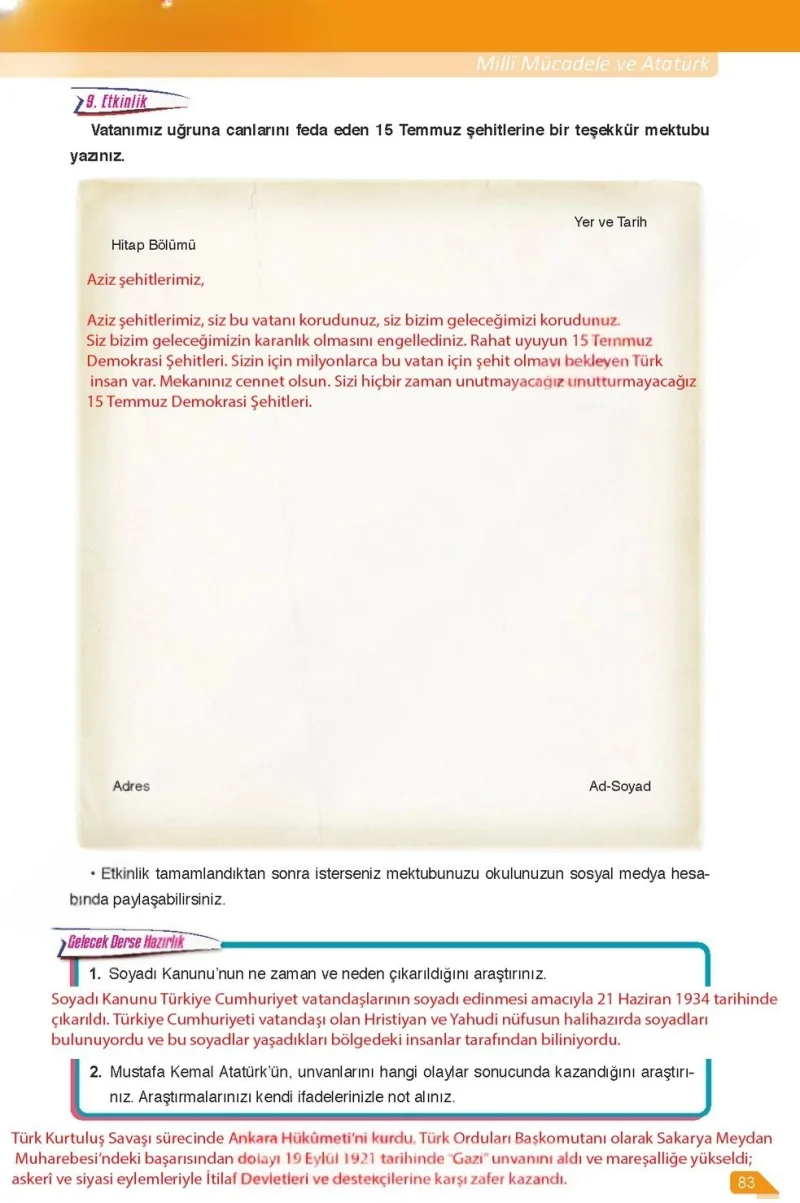 6. Sınıf Türkçe Ders Kitabı Cevapları Ata Yayınları Sayfa 83 Çözüm Görseli