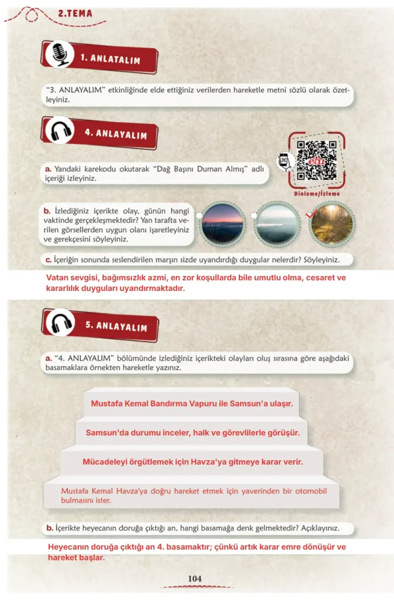 6. Sınıf Türkçe Ders Kitabı Cevapları Meb Yayınları 1. Kitap Sayfa 104 Çözüm Görseli