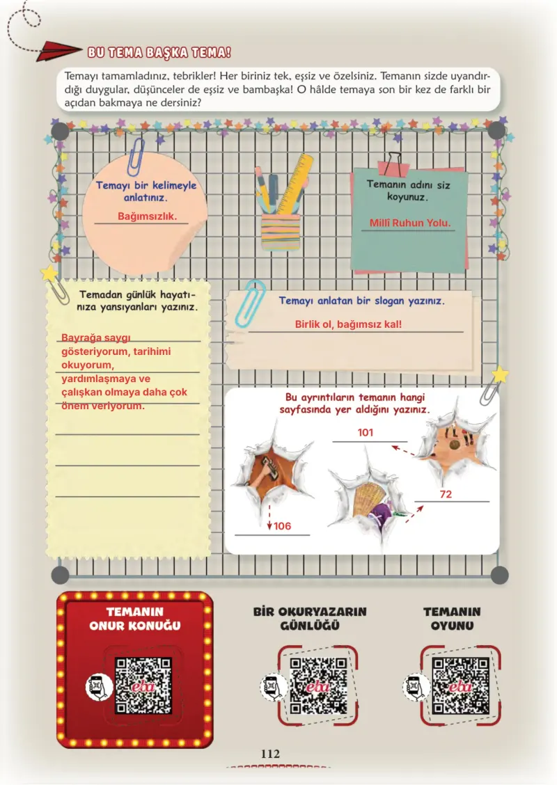 6. Sınıf Türkçe Ders Kitabı Cevapları Meb Yayınları 1. Kitap Sayfa 112 Çözüm Görseli