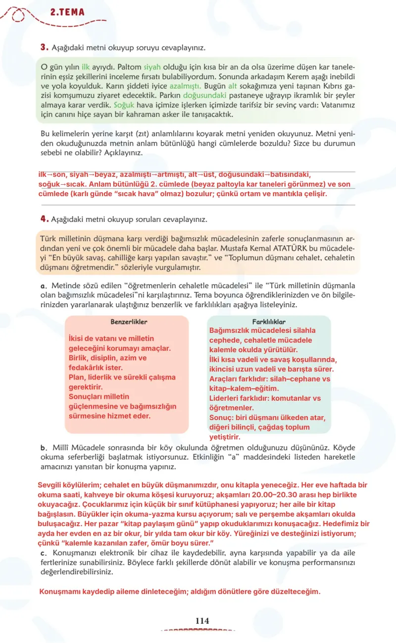 6. Sınıf Türkçe Ders Kitabı Cevapları Meb Yayınları 1. Kitap Sayfa 114 Çözüm Görseli