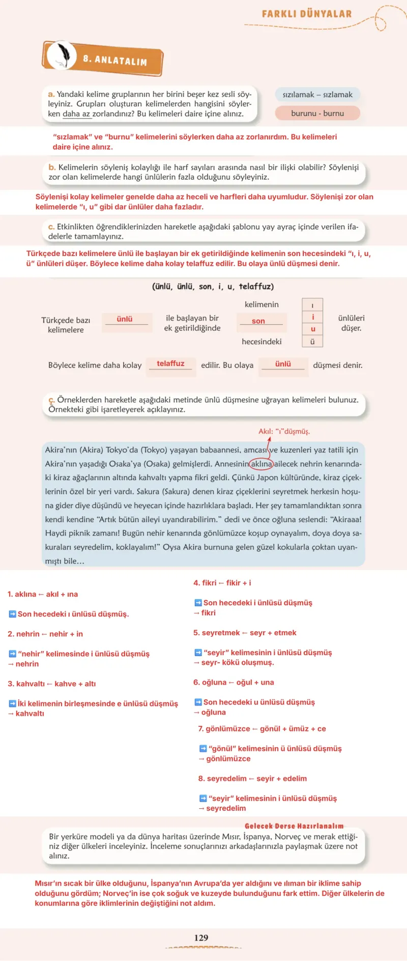 6. Sınıf Türkçe Ders Kitabı Cevapları Meb Yayınları 1. Kitap Sayfa 129 Çözüm Görseli