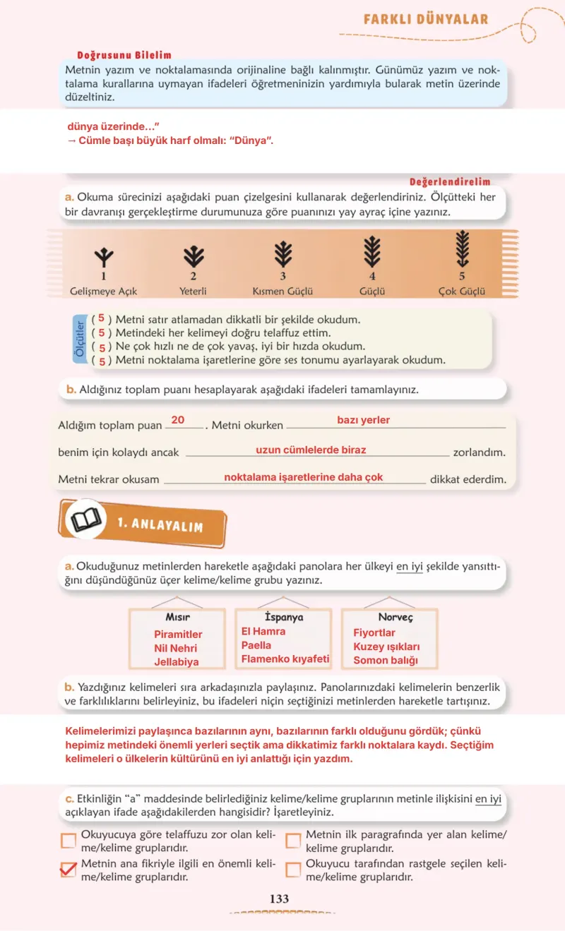 6. Sınıf Türkçe Ders Kitabı Cevapları Meb Yayınları 1. Kitap Sayfa 133 Çözüm Görseli