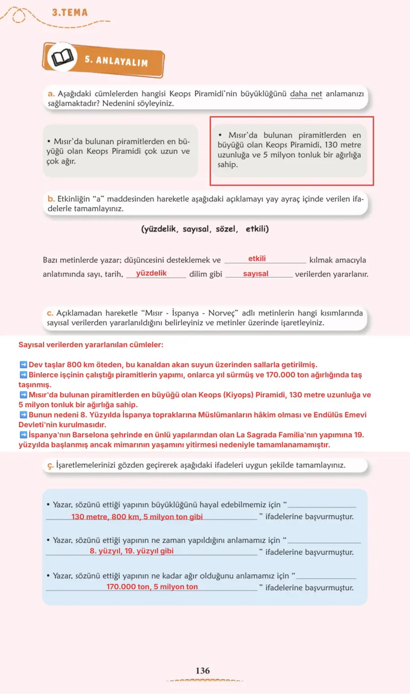 6. Sınıf Türkçe Ders Kitabı Cevapları Meb Yayınları 1. Kitap Sayfa 136 Çözüm Görseli