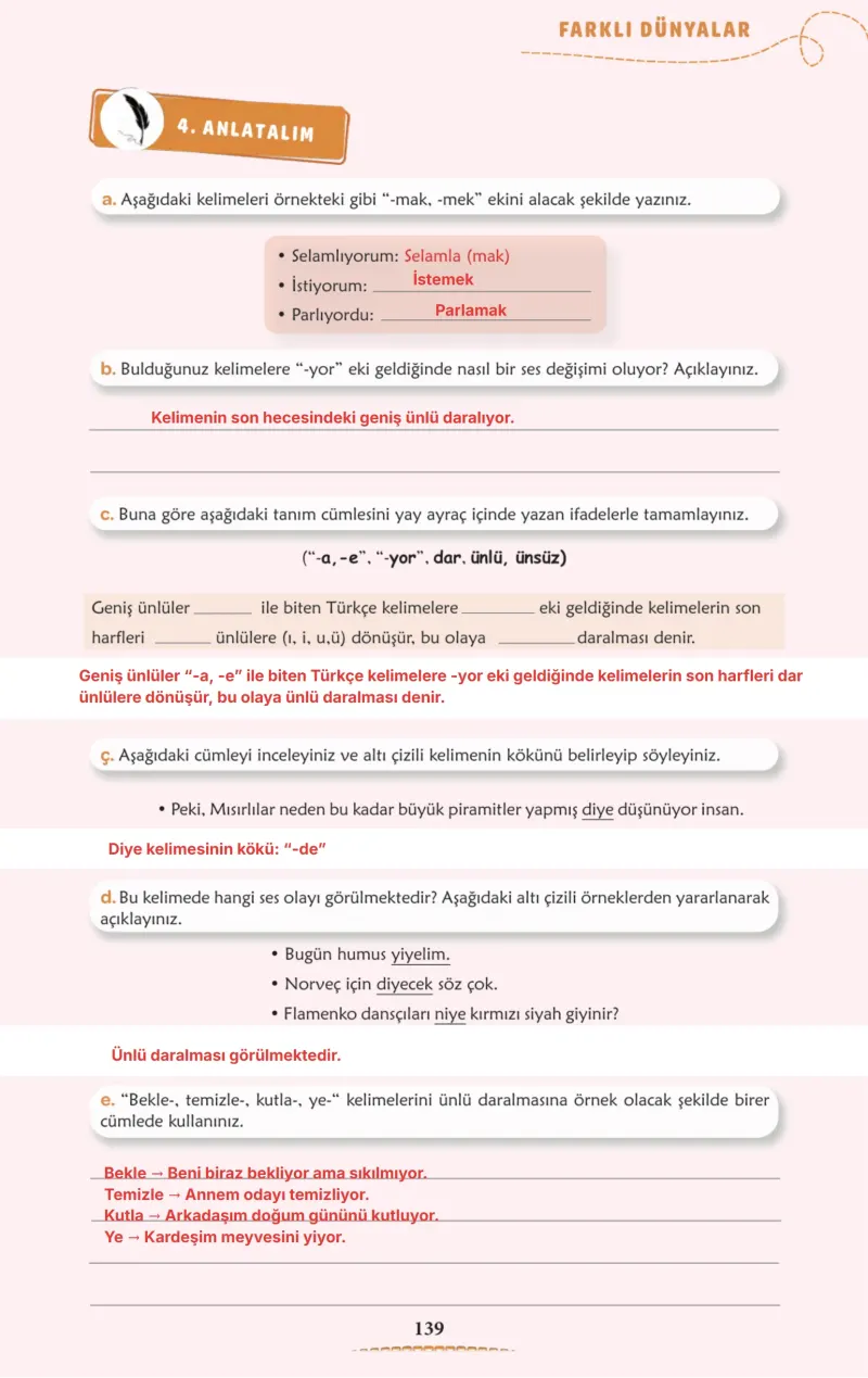 6. Sınıf Türkçe Ders Kitabı Cevapları Meb Yayınları 1. Kitap Sayfa 139 Çözüm Görseli