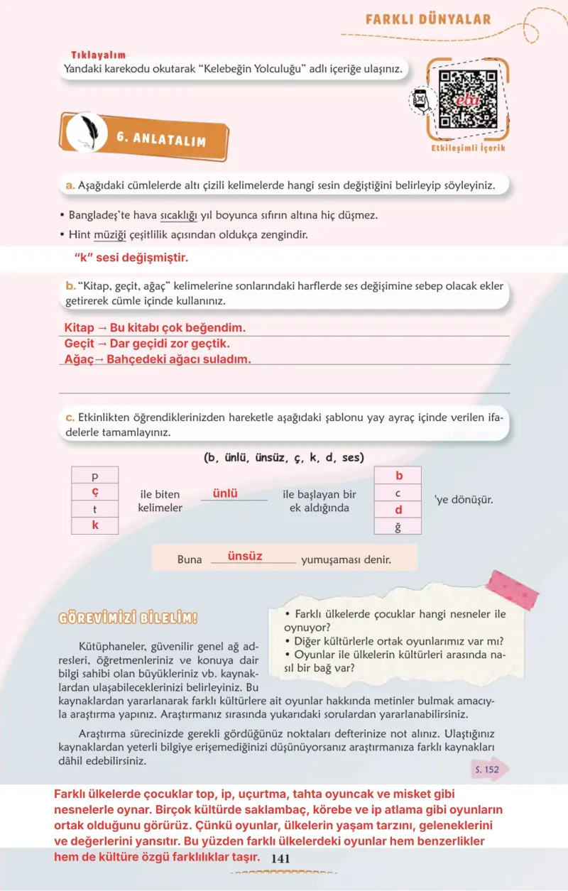 6. Sınıf Türkçe Ders Kitabı Cevapları Meb Yayınları 1. Kitap Sayfa 141 Çözüm Görseli