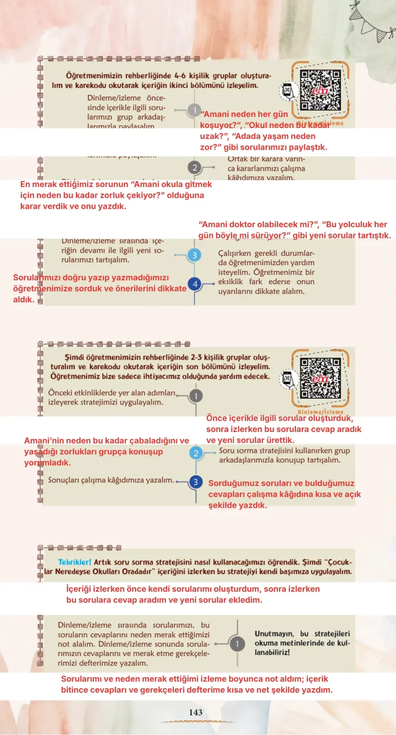 6. Sınıf Türkçe Ders Kitabı Cevapları Meb Yayınları 1. Kitap Sayfa 143 Çözüm Görseli