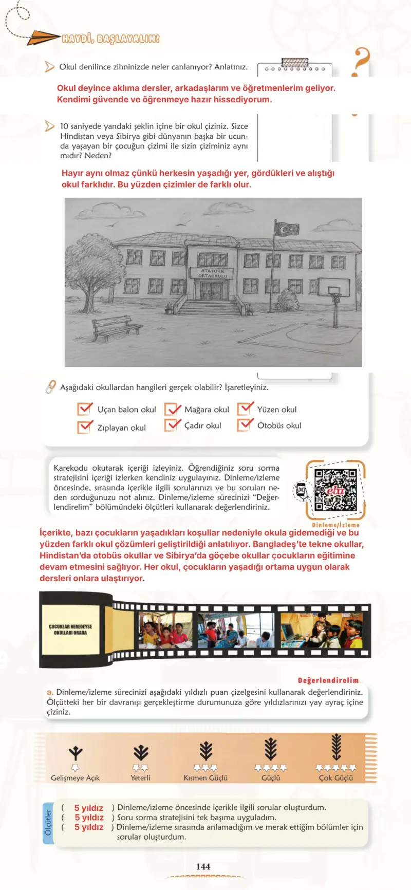 6. Sınıf Türkçe Ders Kitabı Cevapları Meb Yayınları 1. Kitap Sayfa 144 Çözüm Görseli