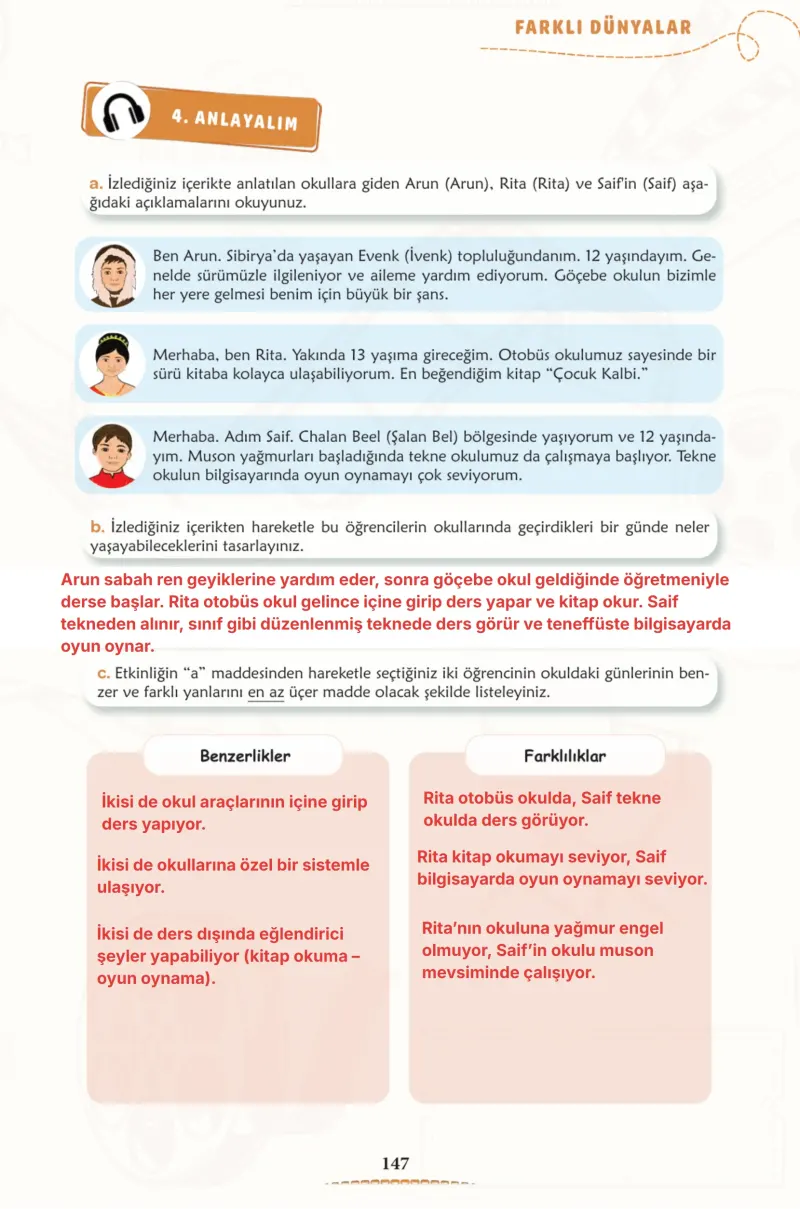 6. Sınıf Türkçe Ders Kitabı Cevapları Meb Yayınları 1. Kitap Sayfa 147 Çözüm Görseli