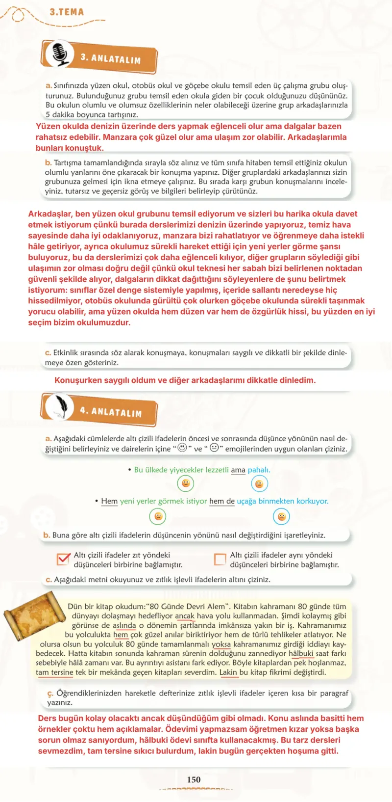 6. Sınıf Türkçe Ders Kitabı Cevapları Meb Yayınları 1. Kitap Sayfa 150 Çözüm Görseli