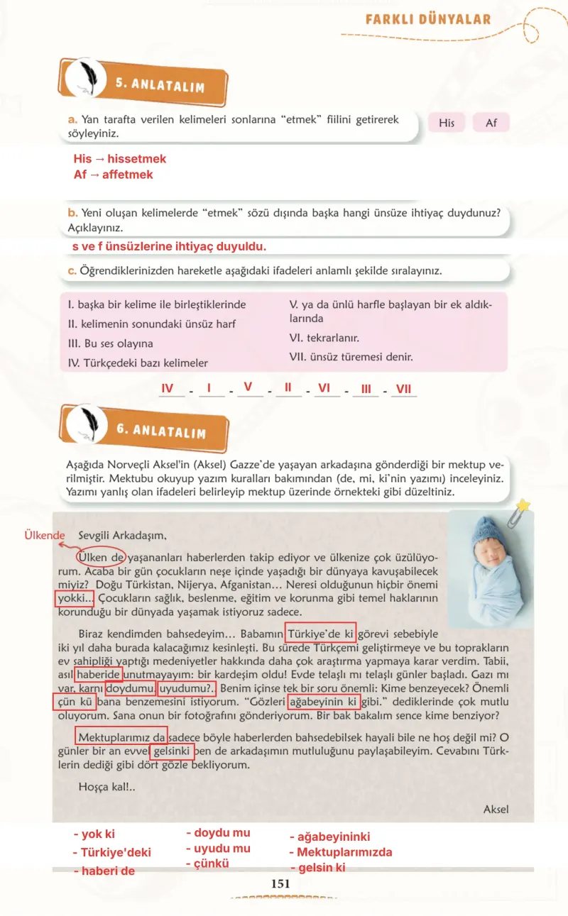 6. Sınıf Türkçe Ders Kitabı Cevapları Meb Yayınları 1. Kitap Sayfa 151 Çözüm Görseli