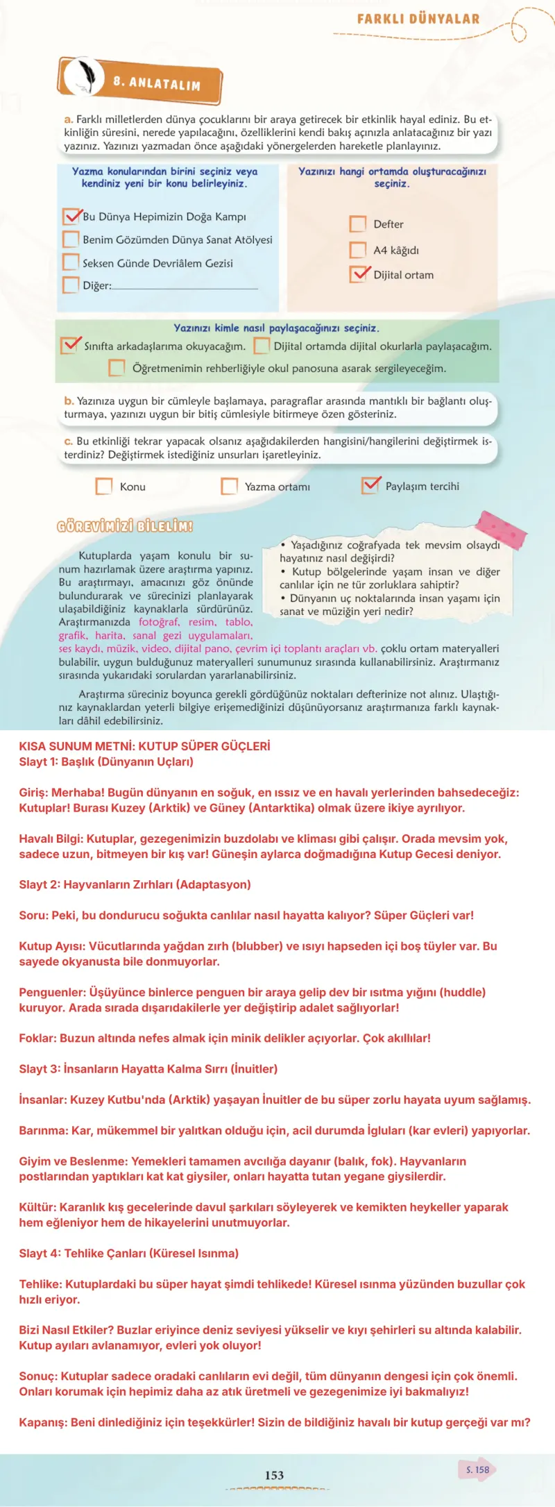6. Sınıf Türkçe Ders Kitabı Cevapları Meb Yayınları 1. Kitap Sayfa 153 Çözüm Görseli