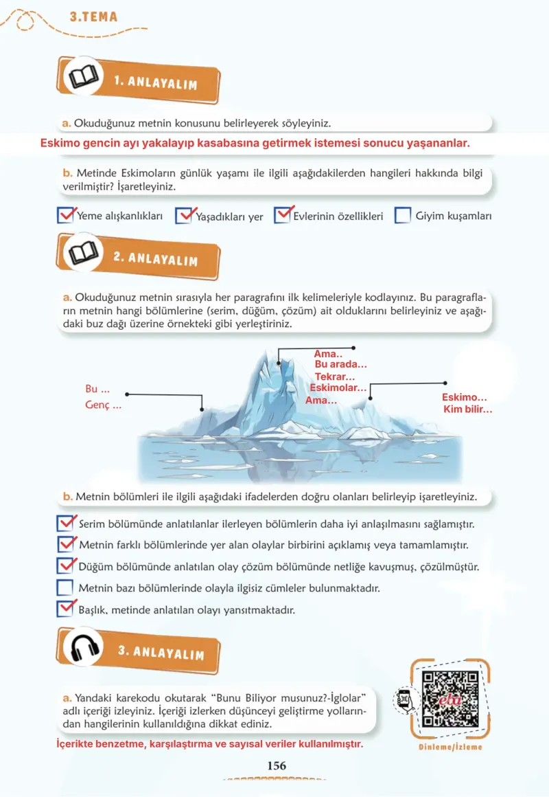 6. Sınıf Türkçe Ders Kitabı Cevapları Meb Yayınları 1. Kitap Sayfa 156 Çözüm Görseli