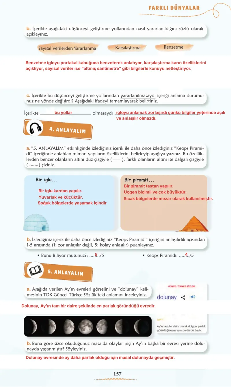 6. Sınıf Türkçe Ders Kitabı Cevapları Meb Yayınları 1. Kitap Sayfa 157 Çözüm Görseli
