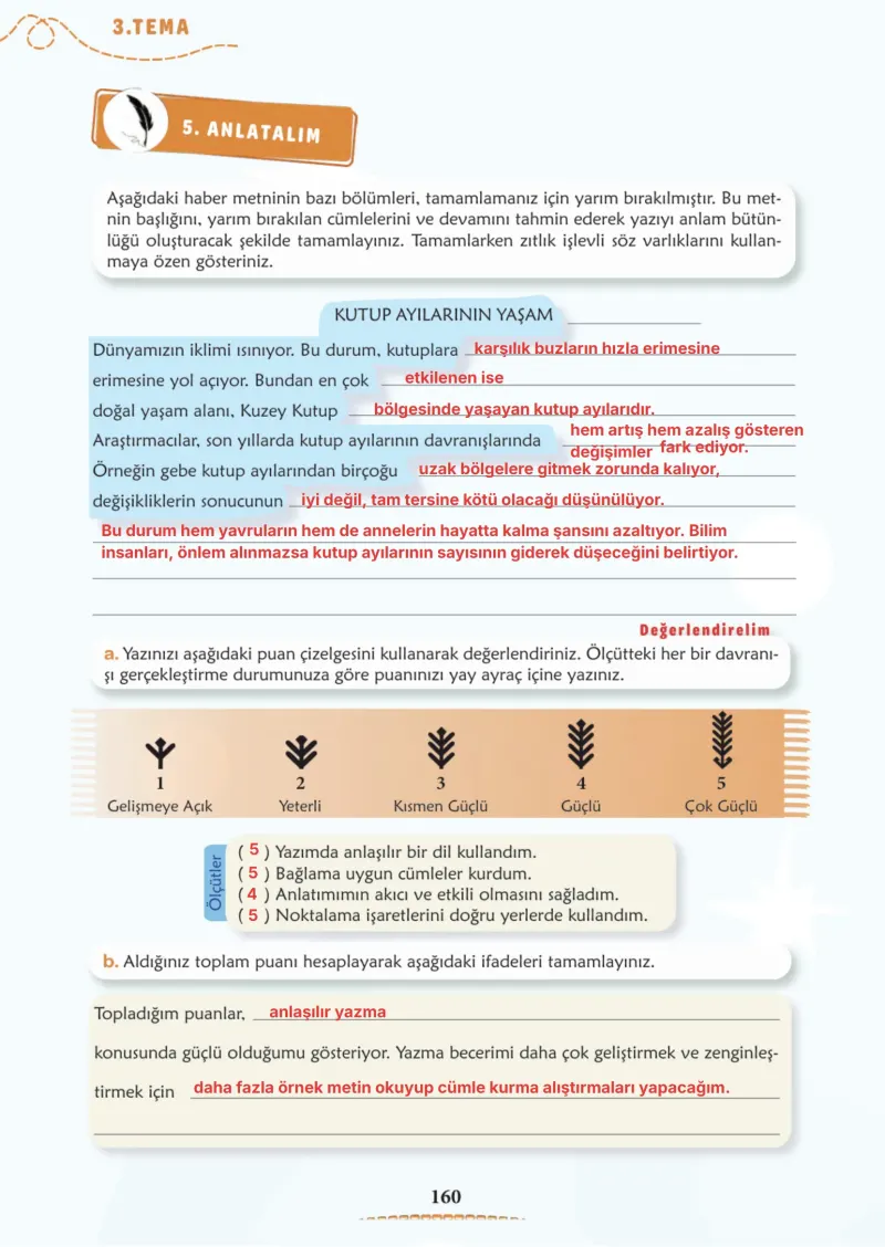 6. Sınıf Türkçe Ders Kitabı Cevapları Meb Yayınları 1. Kitap Sayfa 160 Çözüm Görseli