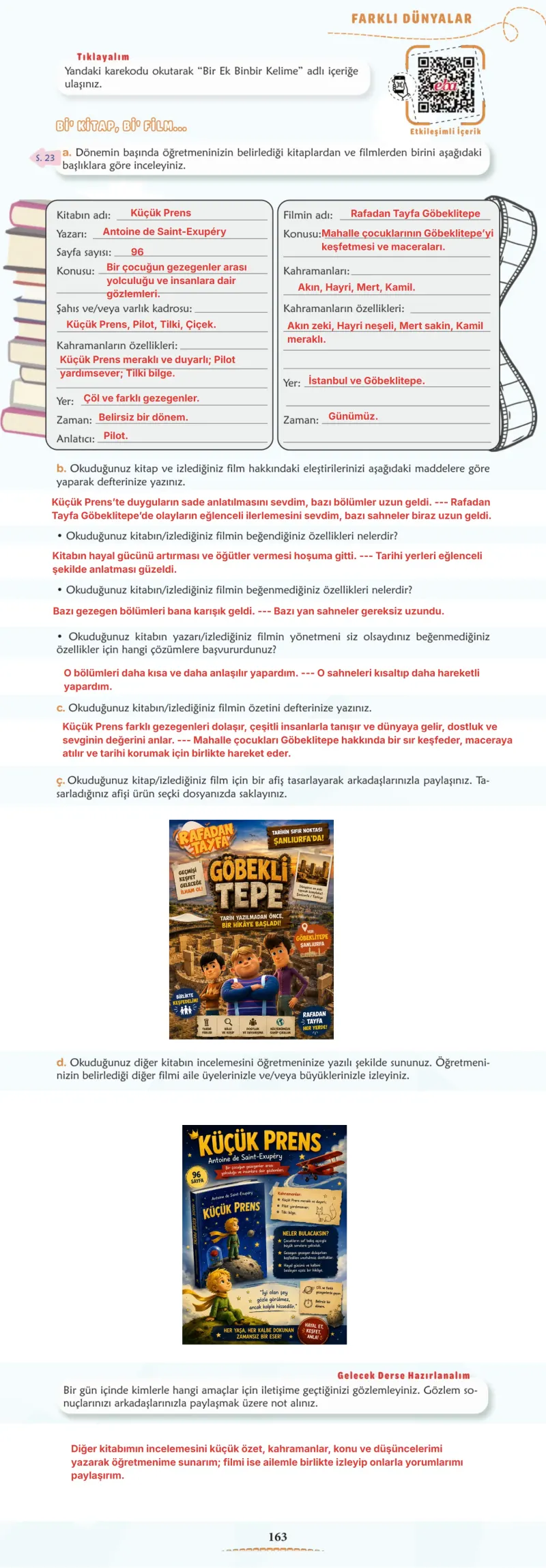 6. Sınıf Türkçe Ders Kitabı Cevapları Meb Yayınları 1. Kitap Sayfa 163 Çözüm Görseli