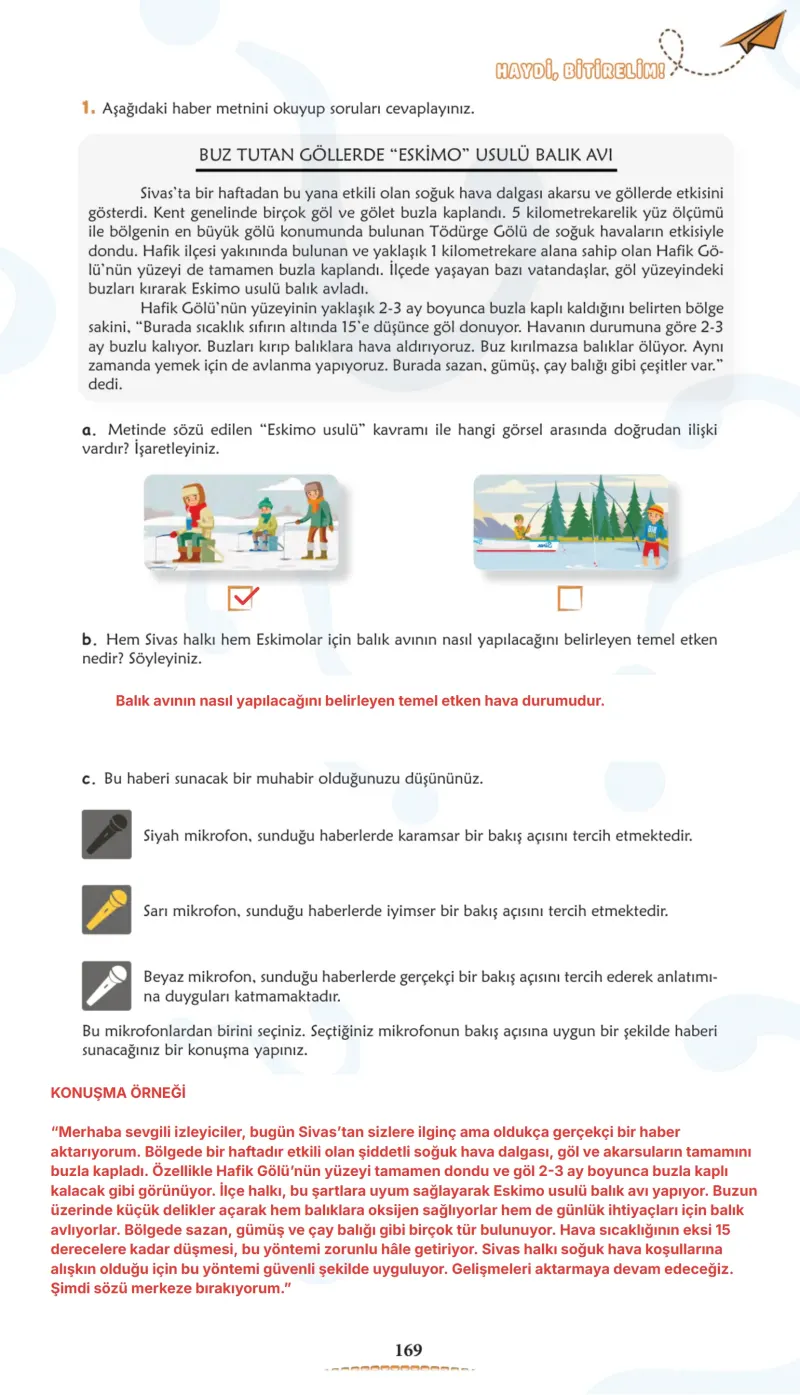 6. Sınıf Türkçe Ders Kitabı Cevapları Meb Yayınları 1. Kitap Sayfa 169 Çözüm Görseli