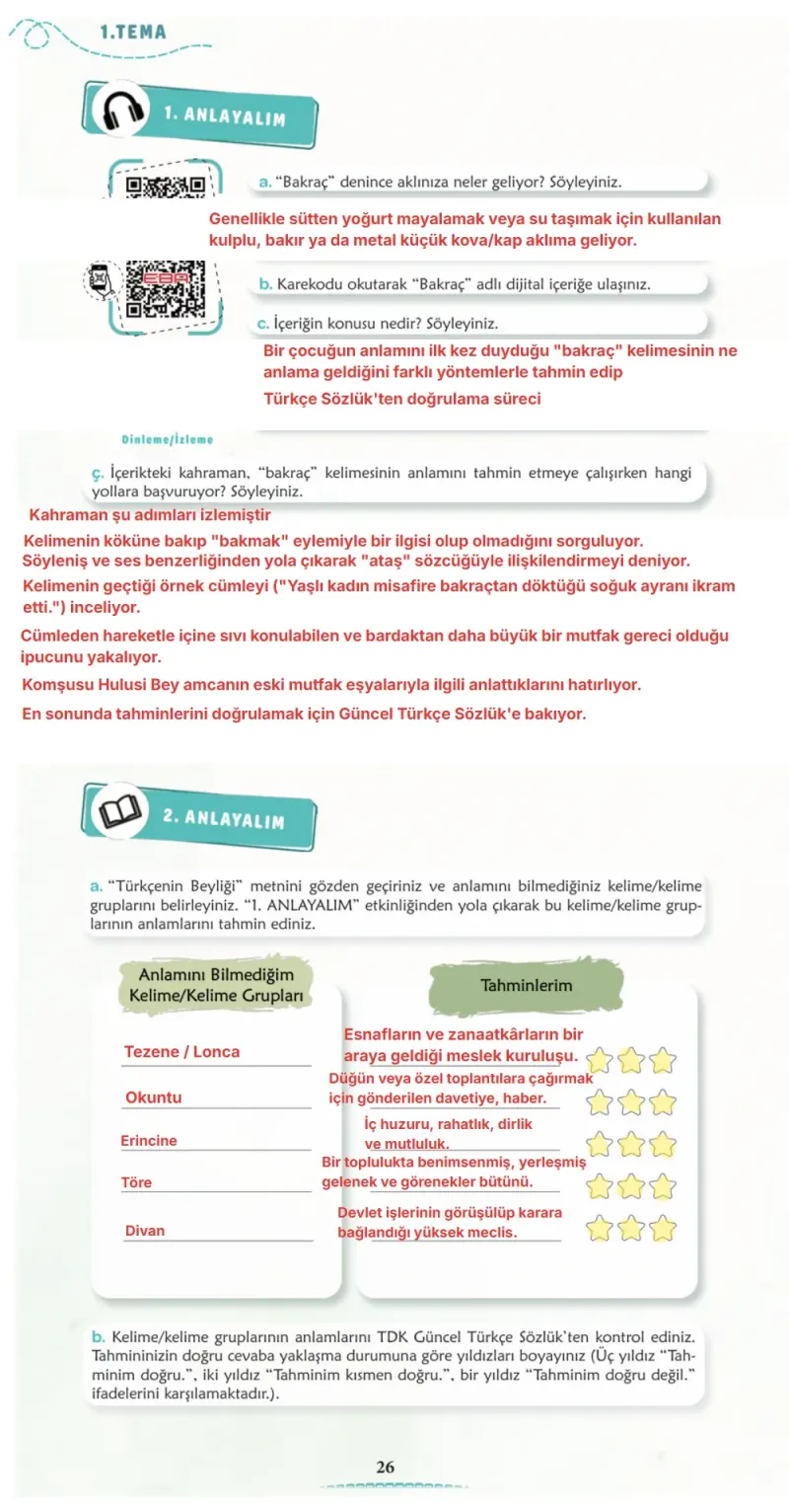 6. Sınıf Türkçe Ders Kitabı Cevapları Meb Yayınları 1. Kitap Sayfa 26 Çözüm Görseli