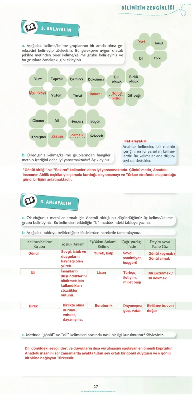 6. Sınıf Türkçe Ders Kitabı Cevapları Meb Yayınları 1. Kitap Sayfa 27 Çözüm Görseli