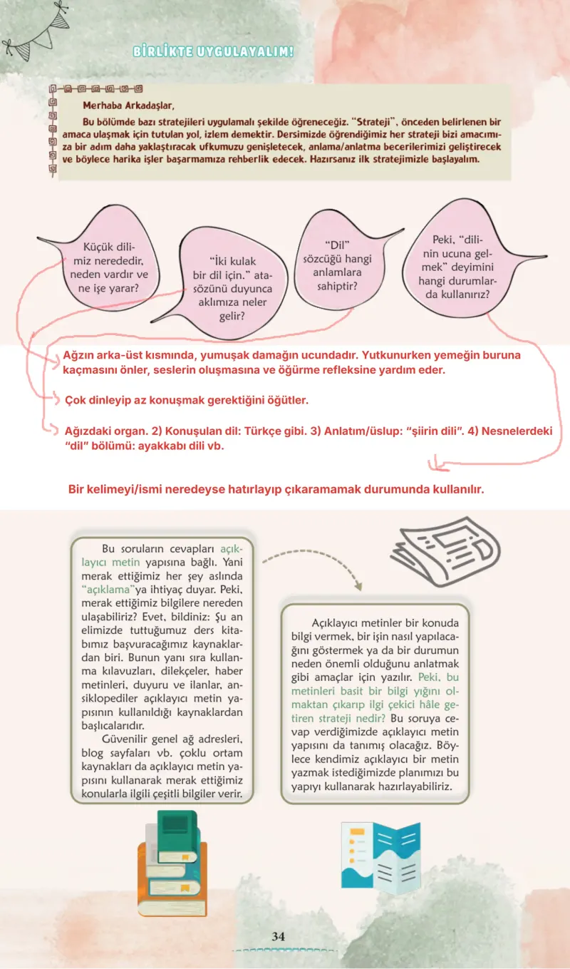 6. Sınıf Türkçe Ders Kitabı Cevapları Meb Yayınları 1. Kitap Sayfa 34 Çözüm Görseli