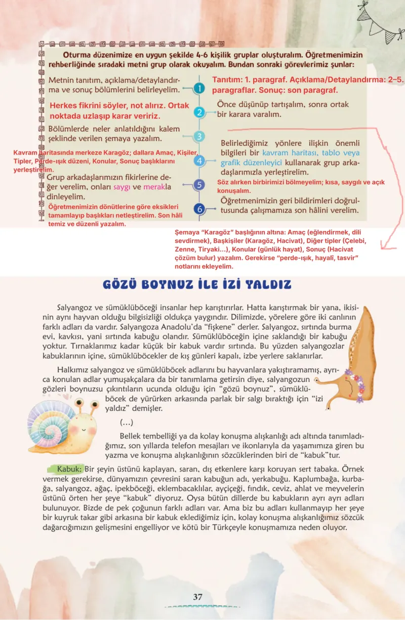 6. Sınıf Türkçe Ders Kitabı Cevapları Meb Yayınları 1. Kitap Sayfa 37 Çözüm Görseli