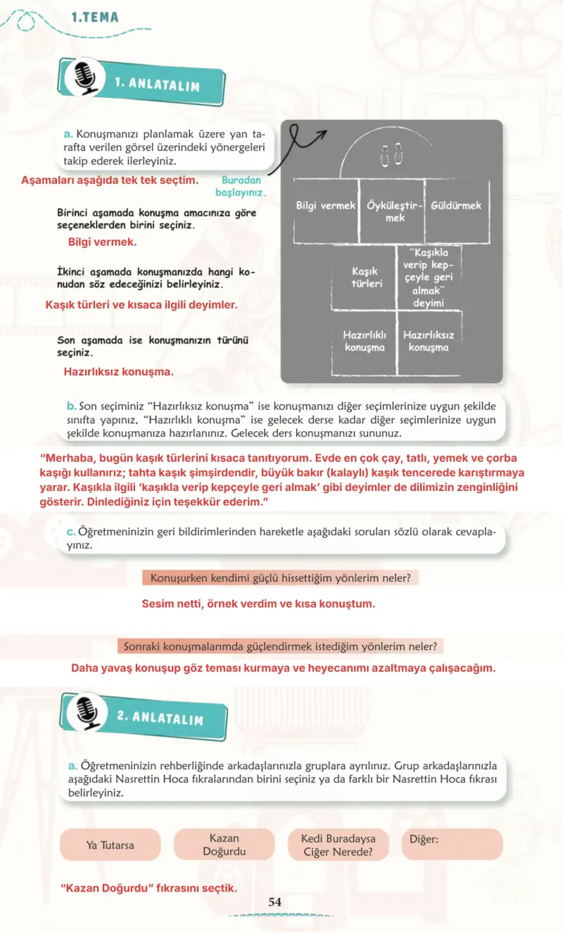 6. Sınıf Türkçe Ders Kitabı Cevapları Meb Yayınları 1. Kitap Sayfa 54 Çözüm Görseli