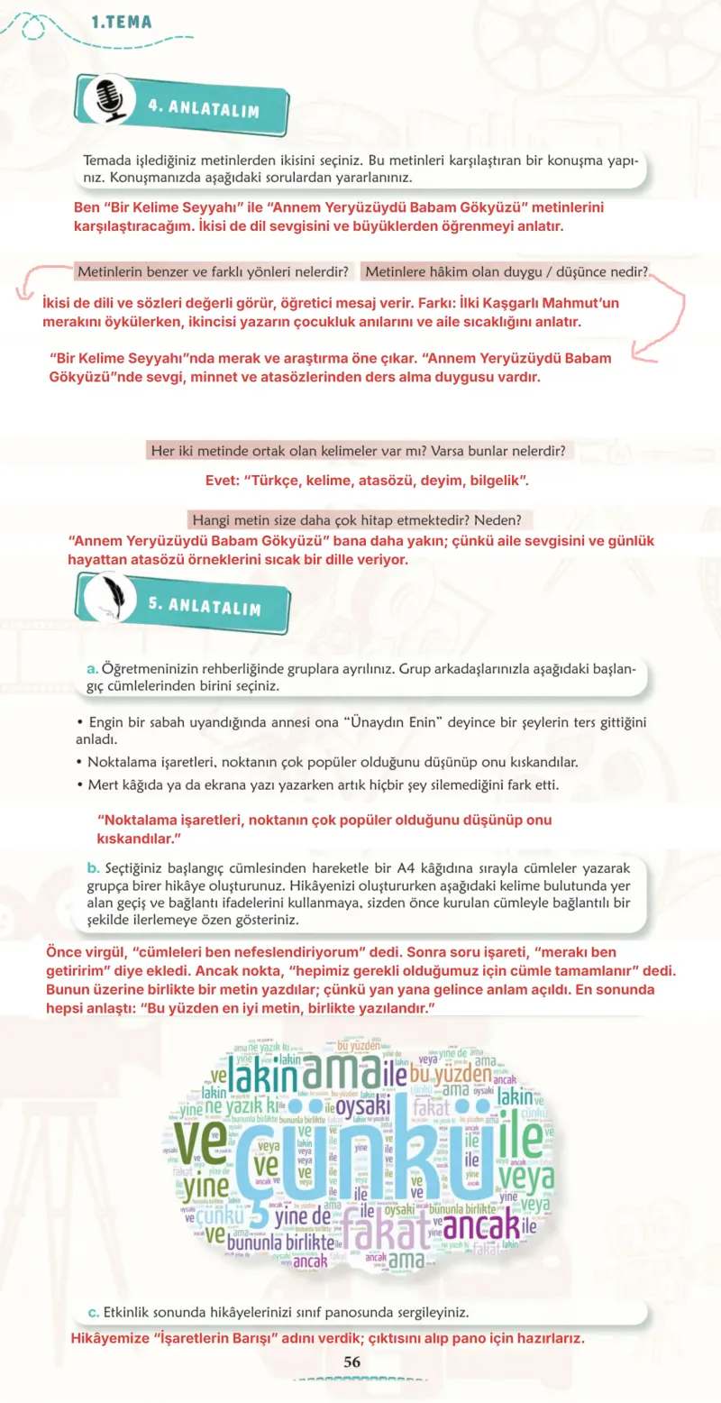 6. Sınıf Türkçe Ders Kitabı Cevapları Meb Yayınları 1. Kitap Sayfa 56 Çözüm Görseli