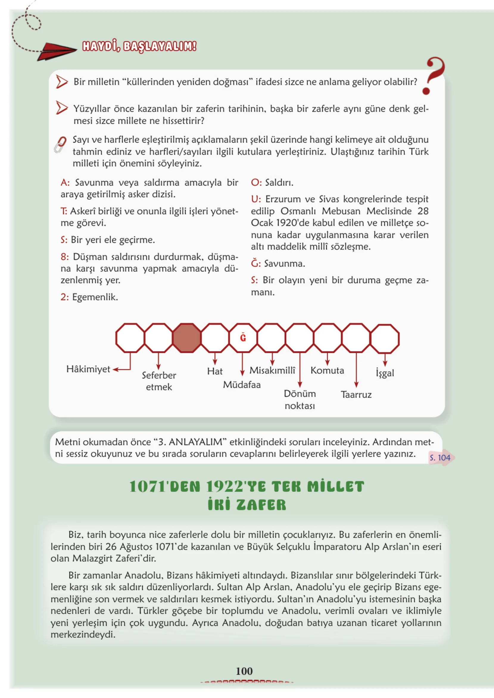 6. Sınıf Türkçe Ders Kitabı Cevapları Meb Yayınları 1. Kitap Sayfa 100