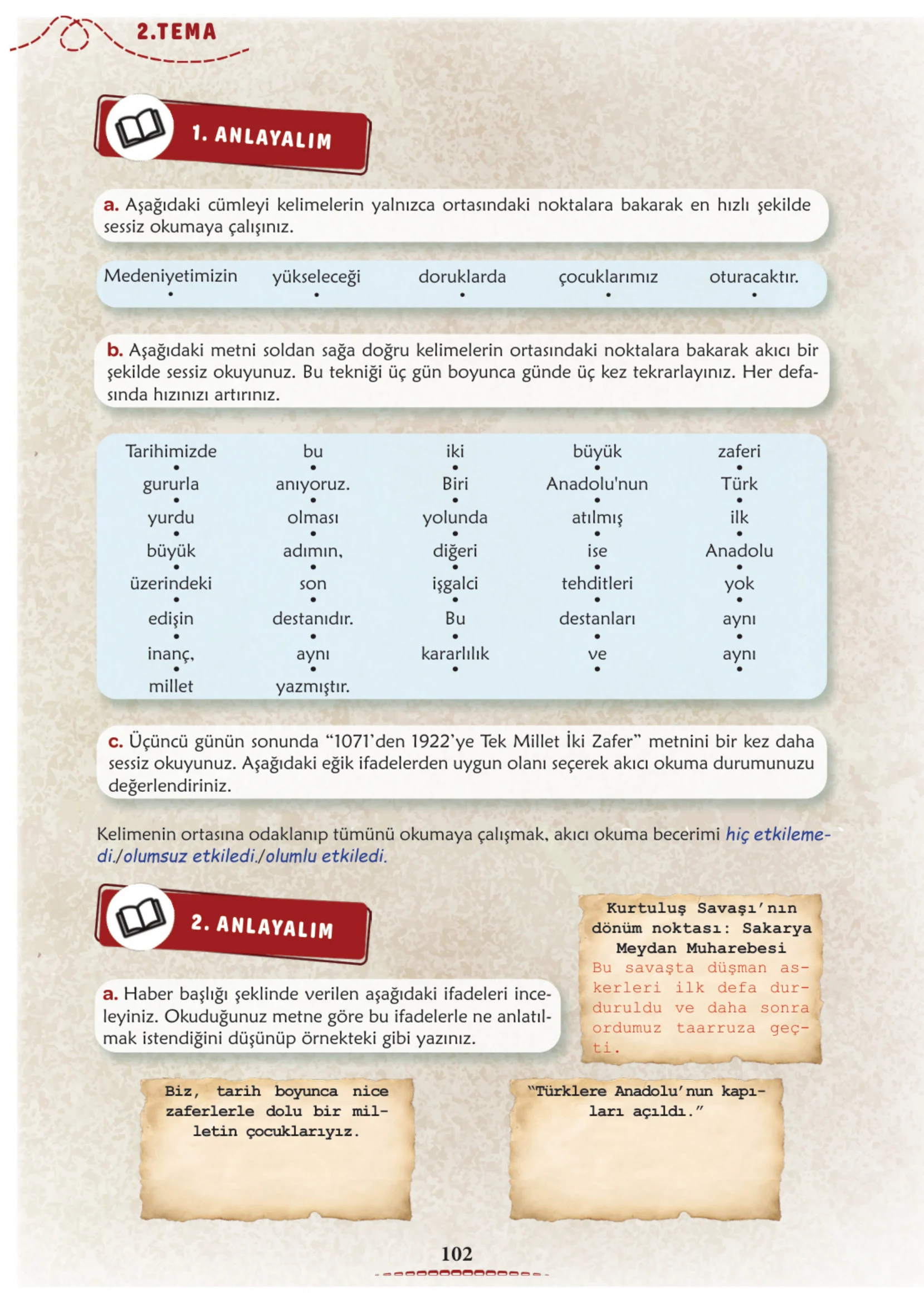 6. Sınıf Türkçe Ders Kitabı Cevapları Meb Yayınları 1. Kitap Sayfa 102