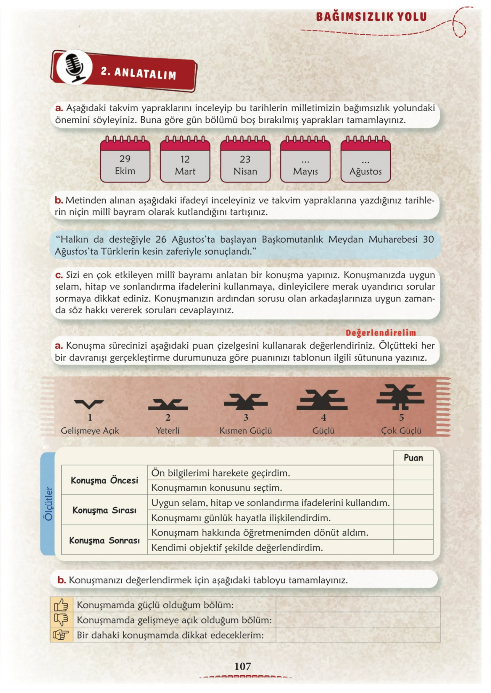 6. Sınıf Türkçe Ders Kitabı Cevapları Meb Yayınları 1. Kitap Sayfa 107