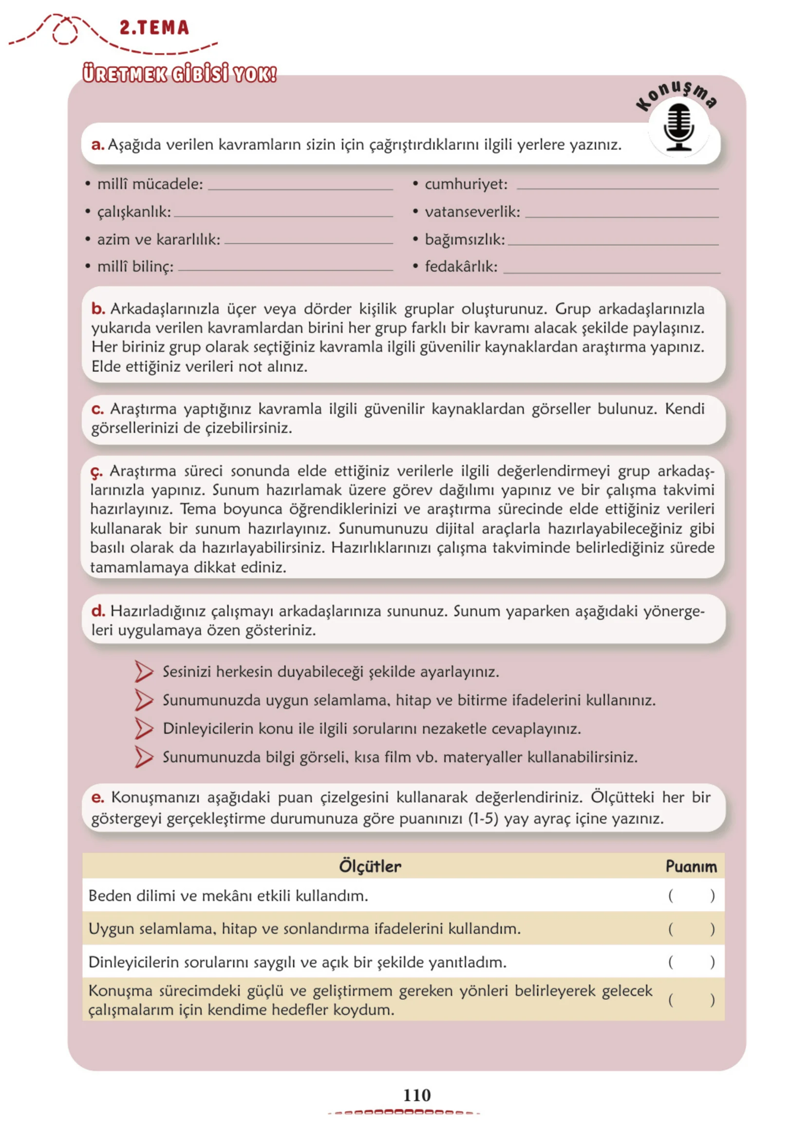 6. Sınıf Türkçe Ders Kitabı Cevapları Meb Yayınları 1. Kitap Sayfa 110